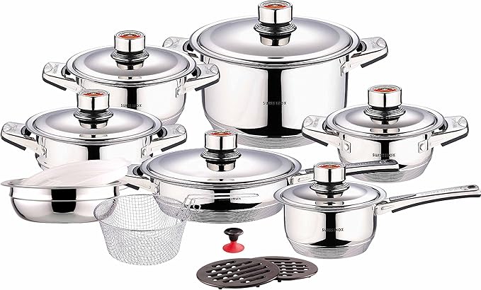 Amazon Com Swiss Inox Si 7000 18 Piece Stainless Steel Cookware