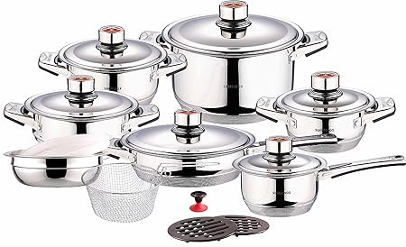  Swiss Inox Si-7000 18-Piece Stainless Steel Cookware Set