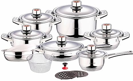 Swiss Inox Si-7000 18-Piece Stainless Steel Cookware Set ...