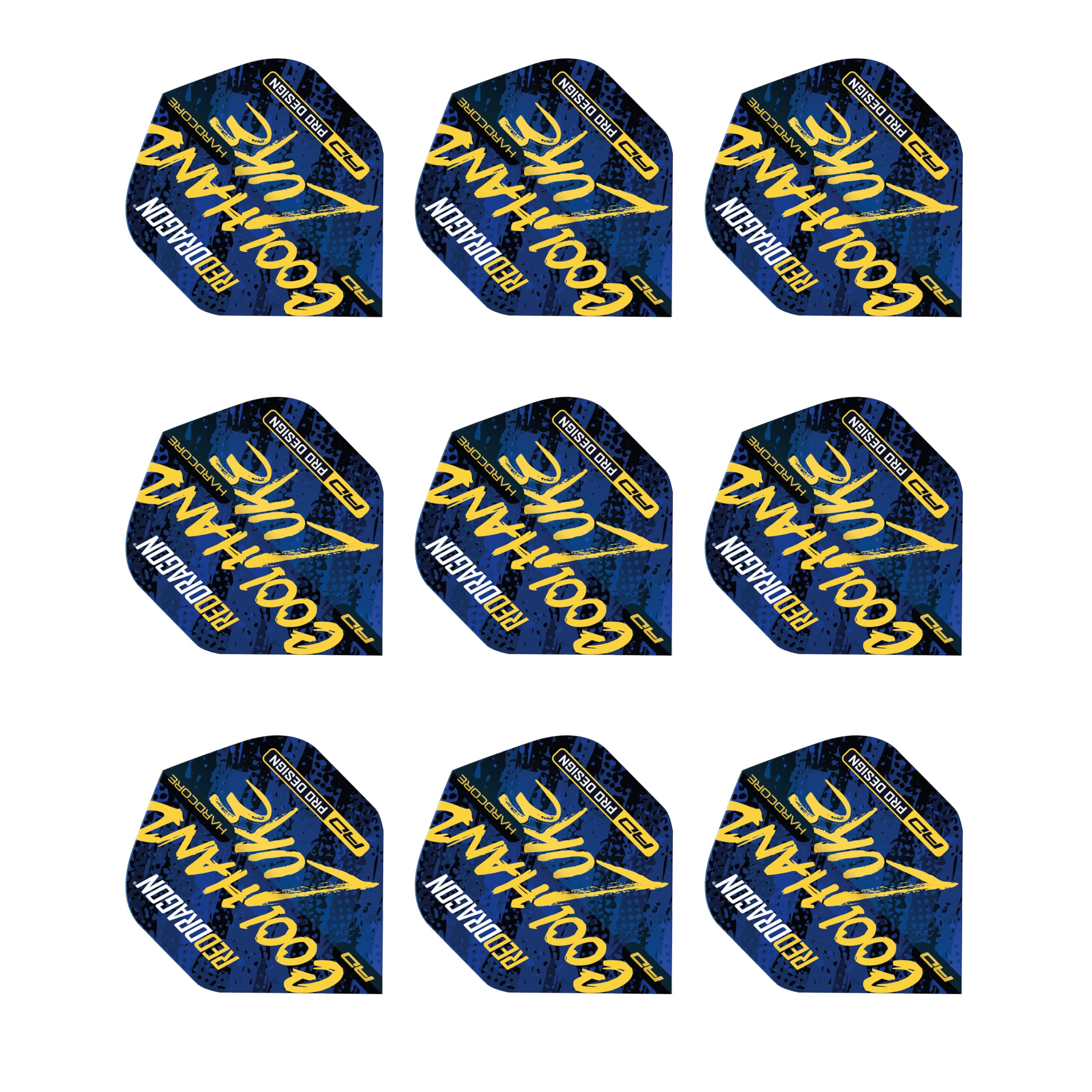 RED DRAGON Hardcore Luke Humphries Signature Blue Standard Dart Flights - 3 Sets Per Pack (9 Dart Flights in total)