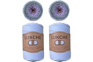 Lukche 2mm Multicolor Cotton Macrame Cord 2 x 246 Yards (225 Mt) Premium Cotton Rope, Rainbow Yarn Crochet Macrame Bag Craft for Wall Hangers, Bags, Bottom Plates, Carpets (521, 2 Skein)