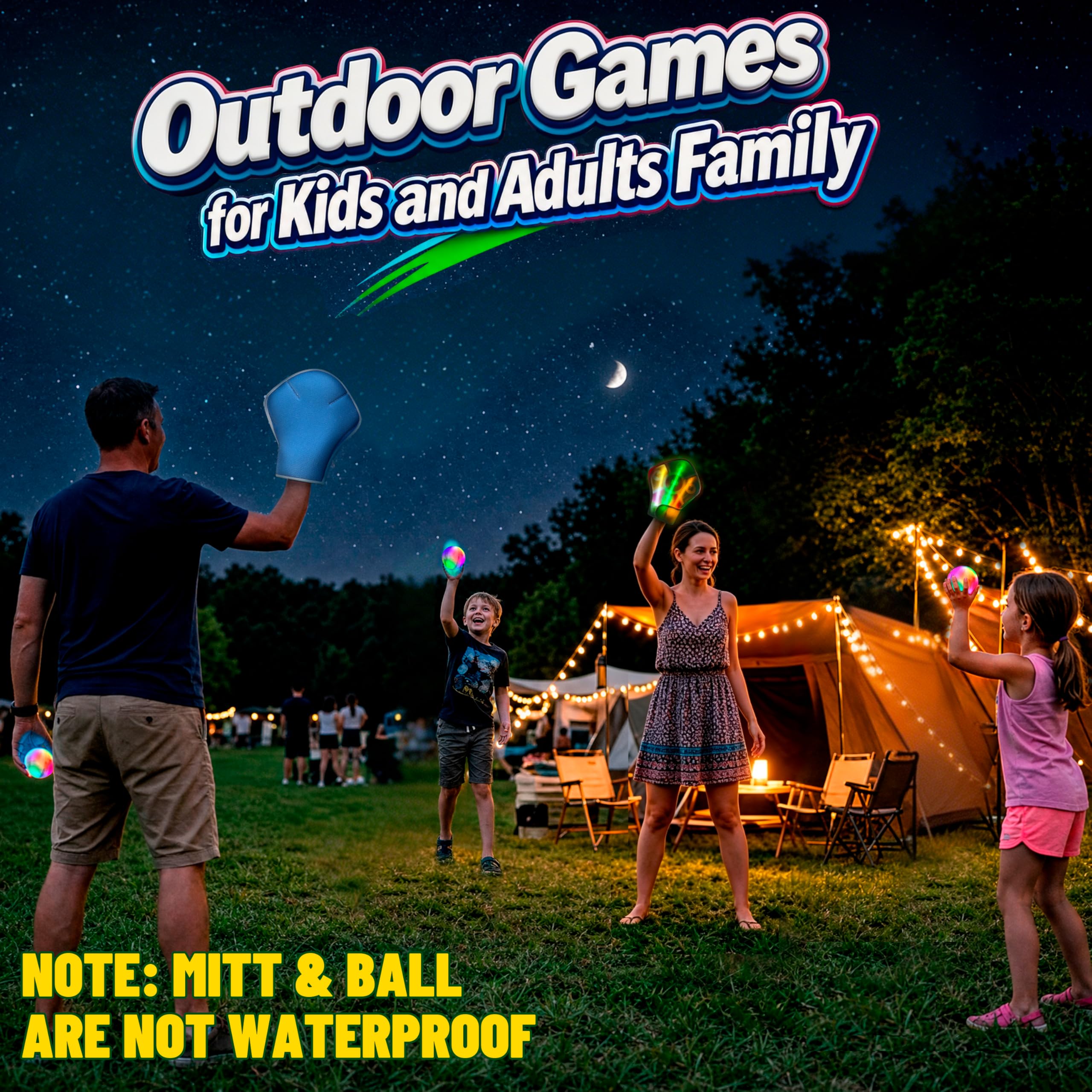 Elecdemic Licht LED Klettballspiel Dartscheibe Wurfspiel Kinder Erwachsene Outdoor Indoor Strand Party Leuchtend Klett Handschuhe Ball Spielzeug Spiele 5-12 Jahre Mädchen Junge Geburtstag Geschenke 5