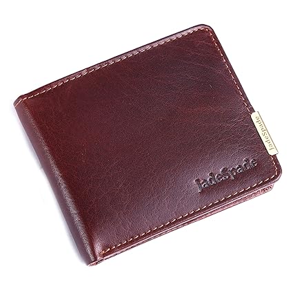Jade Spade Veg Tan Tumble Washed Leather RFID Blocking Trendy Bi-Fold with Coin Pocket and 10 Card Slots Wallet for Men(Pecan Brown)
