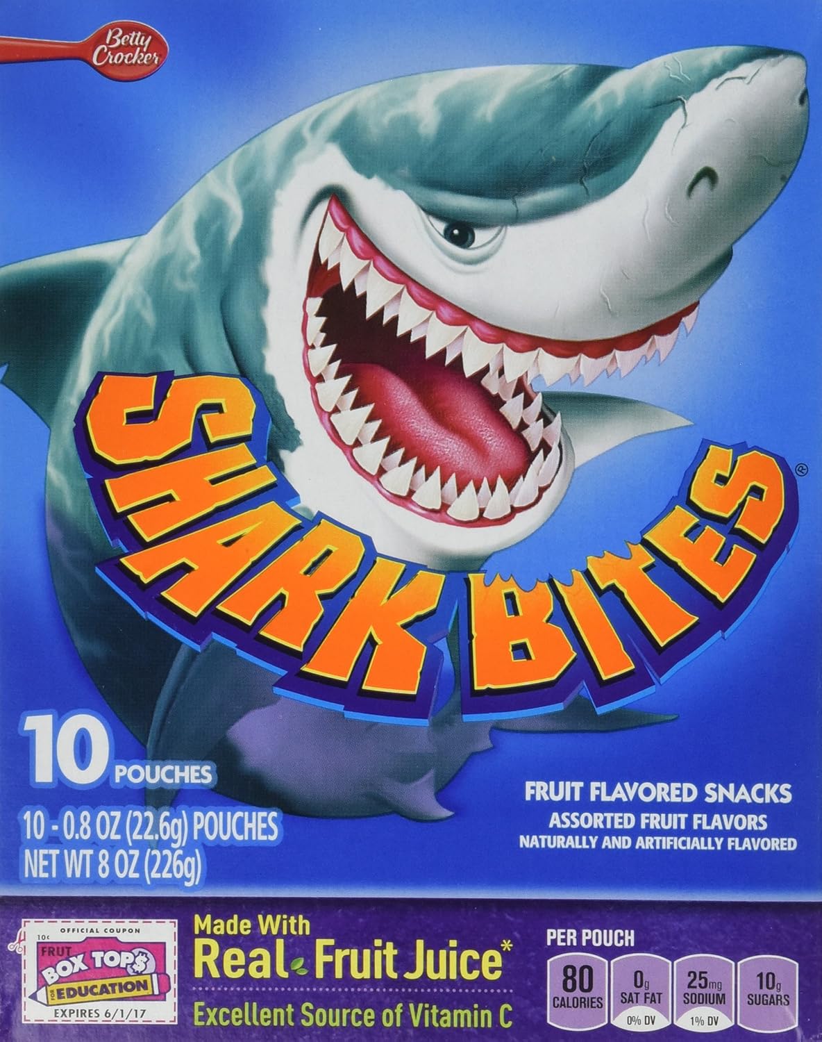 Amazon Com Betty Crocker Shark Bites Fruit Flavored Snacks 8 Oz Box 2 Pack