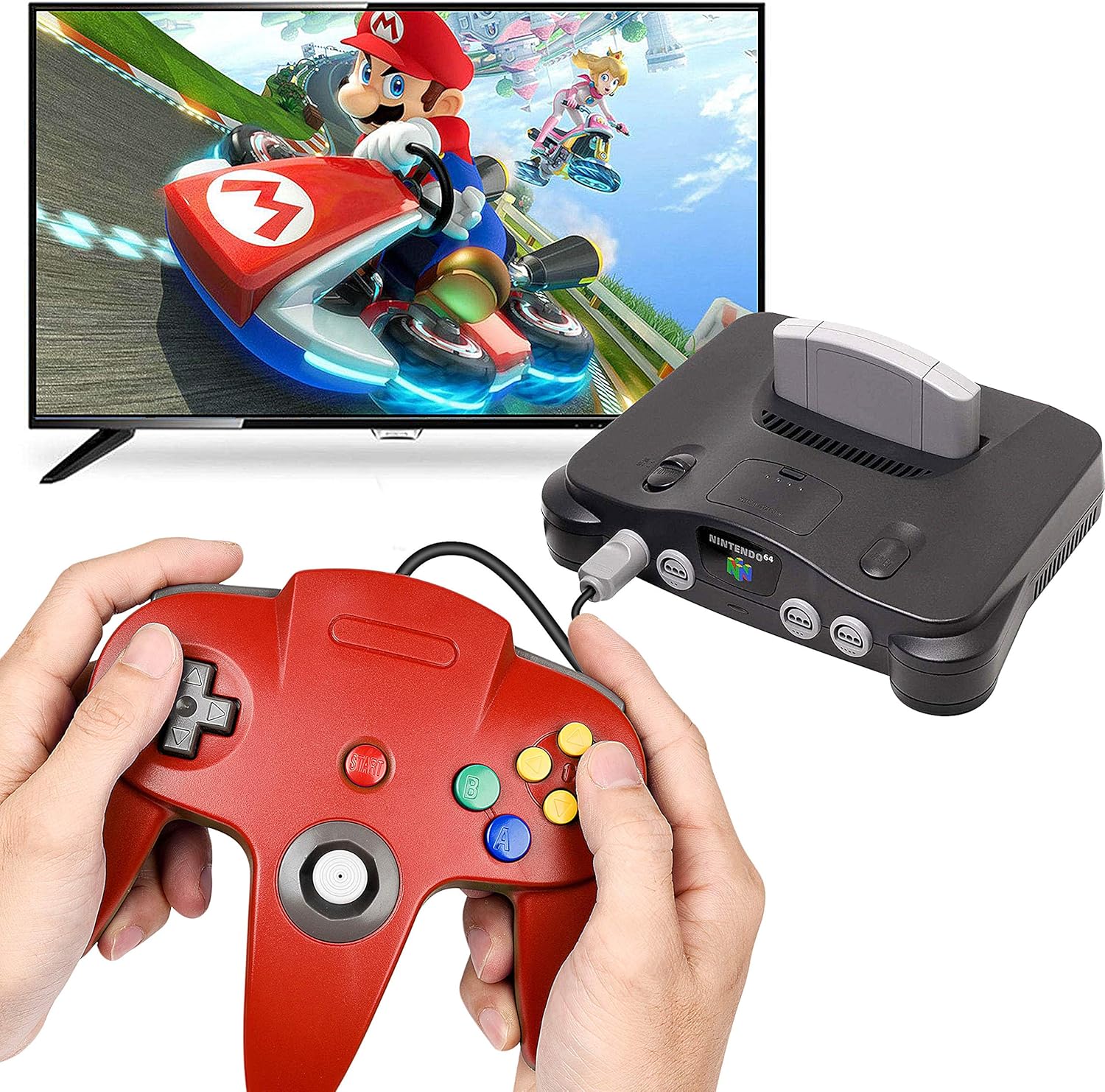 2 Pack N64 Controller, iNNEXT Classic Wired N64 64-bit Gamepad Joystick for Ultra 64 Video Game Console (Red/Grey): Computers & Accessories