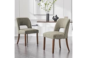 VKNOW Wooden Dining Chairs Set of 2, Modern Fabric Upholstered Dining Room Chair Kitchen Chairs, Farmhouse Dinner Chair for Kitchen Dining Room, Green