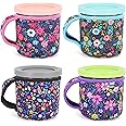 4Pack Reusable Ice Cream Sleeves with Handle, Neoprene Insulated Sleeves for Ninja Creami Pints, Talenti Ice Cream Pints, Frozen Desserts (Flower)