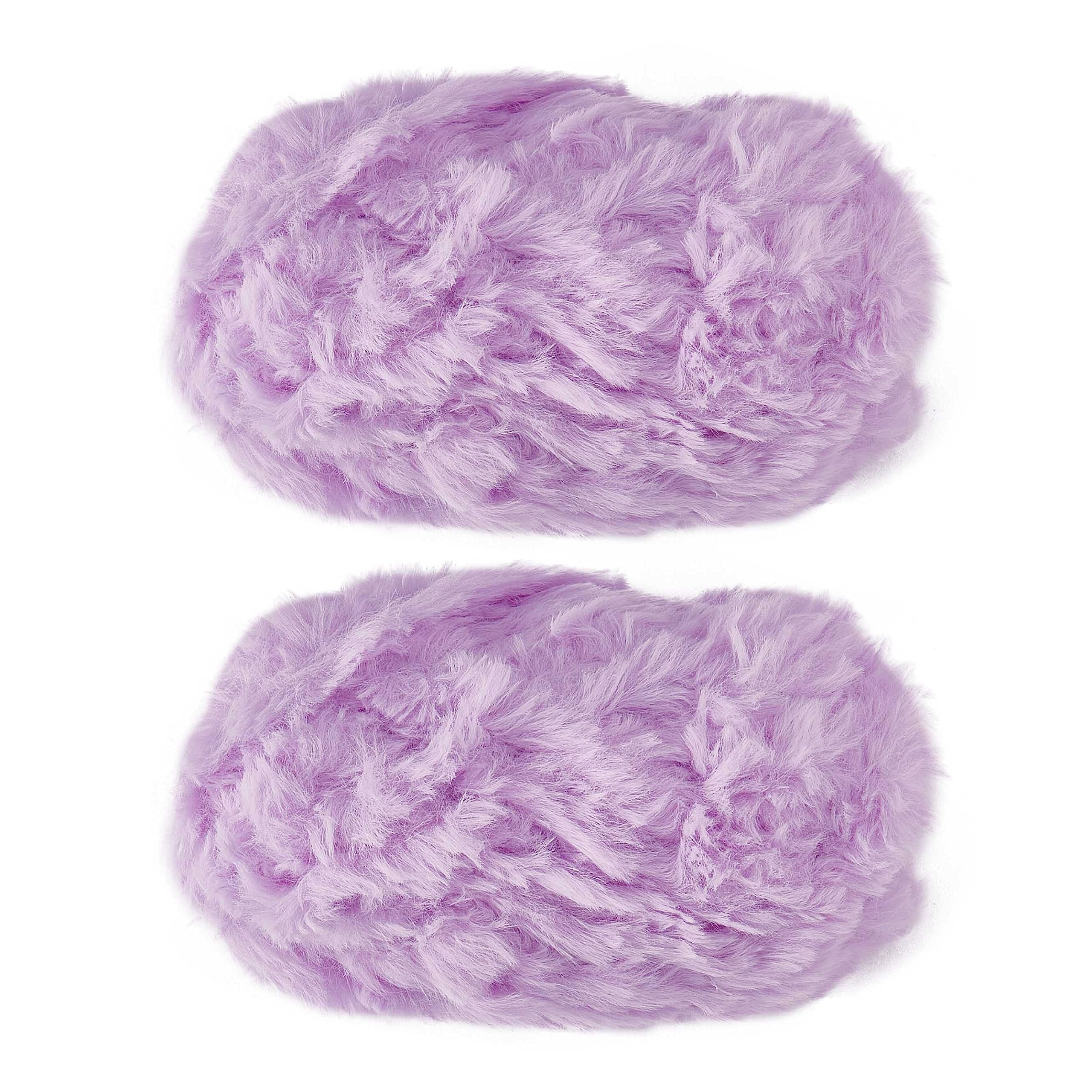 BEEFLYING 2 Roll Super Soft Fur Chunky Fluffy Faux Fur Yarn for Crochet Knit Blanket Rug Clothes - Violet (2×30m, 51g×2)
