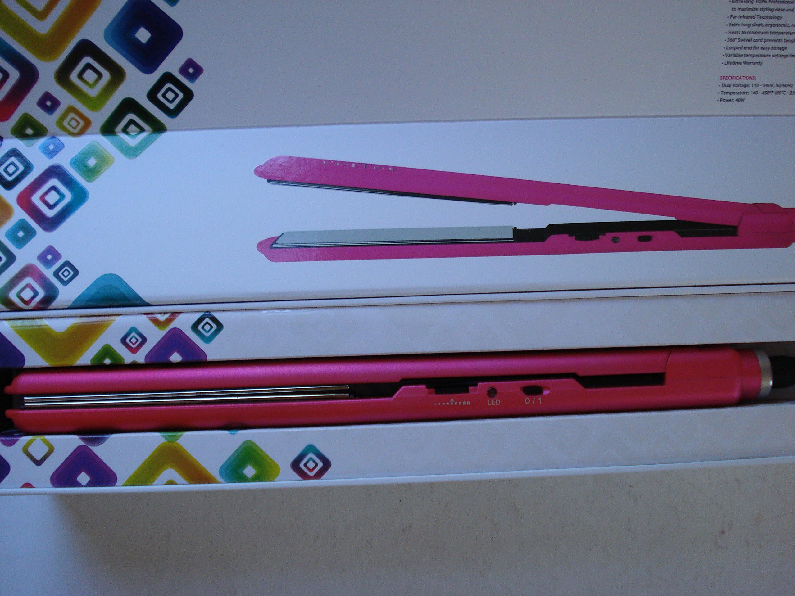 Cortex Gemstone Slim Titanium Pink Metallic Rubber 1" Styling Iron
