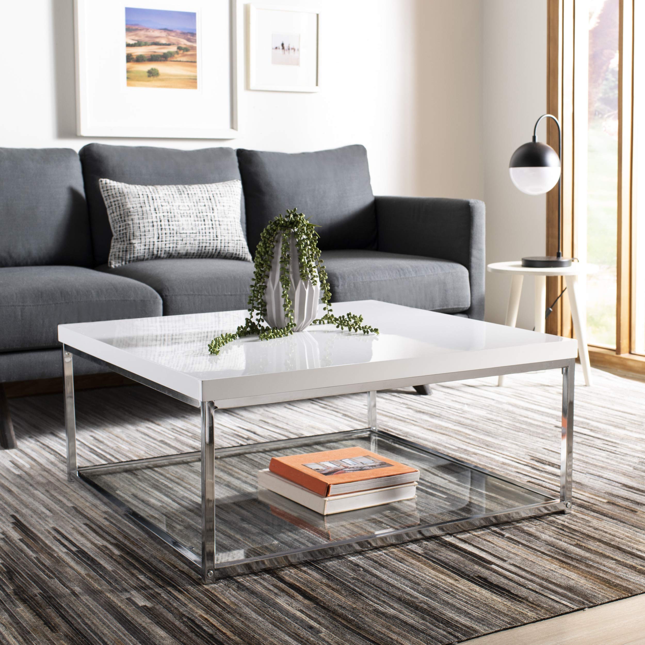 Safavieh Home Collection Malone White and Chrome Coffee Table 683726467502 | eBay