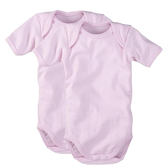 wellyou Baby und Kinder kurzarmbody/baby-body mädchen aus Baumwolle, kurzarm body in rosa/weiss 2er Set