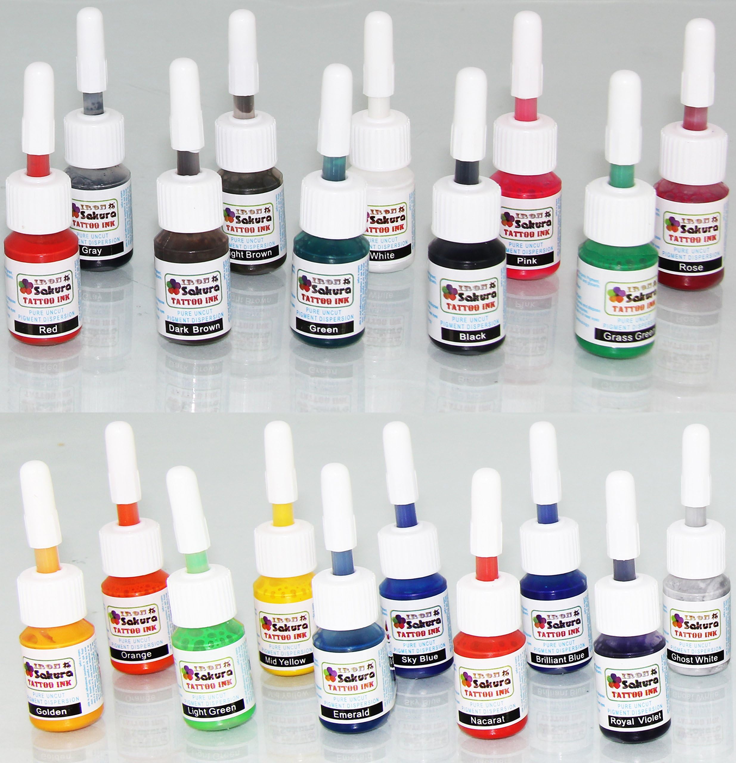 Iron Sakura Tattoo Ink Pigment High Quality 21 Colors (Double in Black) 5ml Each 21 Inks