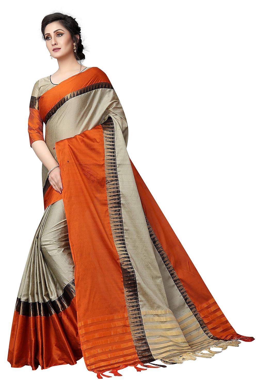 perfectblue cotton silk saree with blouse piece