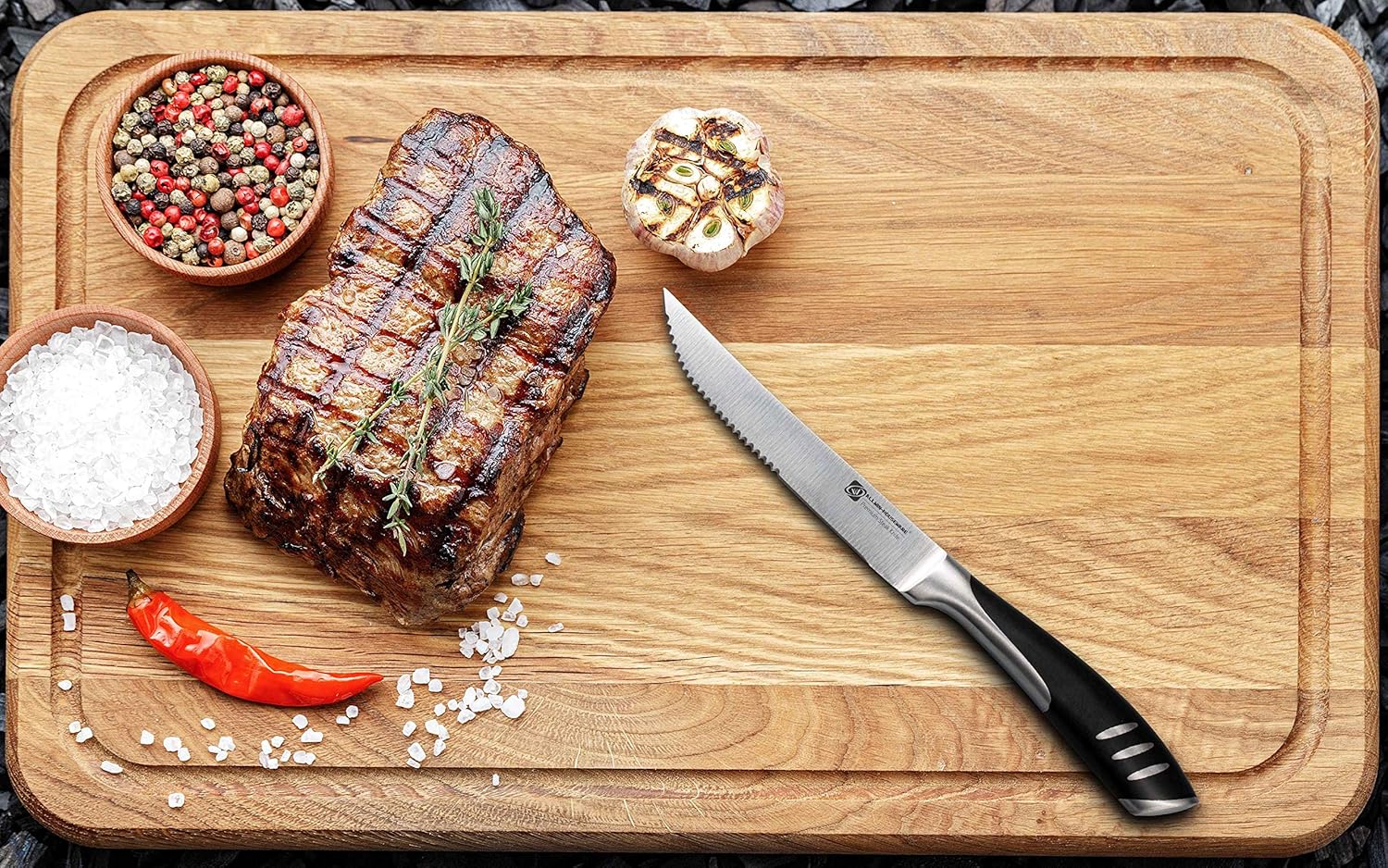 Premium 8-Piece German High Carbon Stainless Steel Steak Knife Set, Double Forged Full Tang Kitchen Dinner Steak Knives: Kitchen & Dining