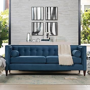 Amazon Com Jennifer Taylor Home Sofa Satin Teal Velvet Hand Tufted Hand Painted And Hand Rub Finished Wooden Legs Furniture Decor
