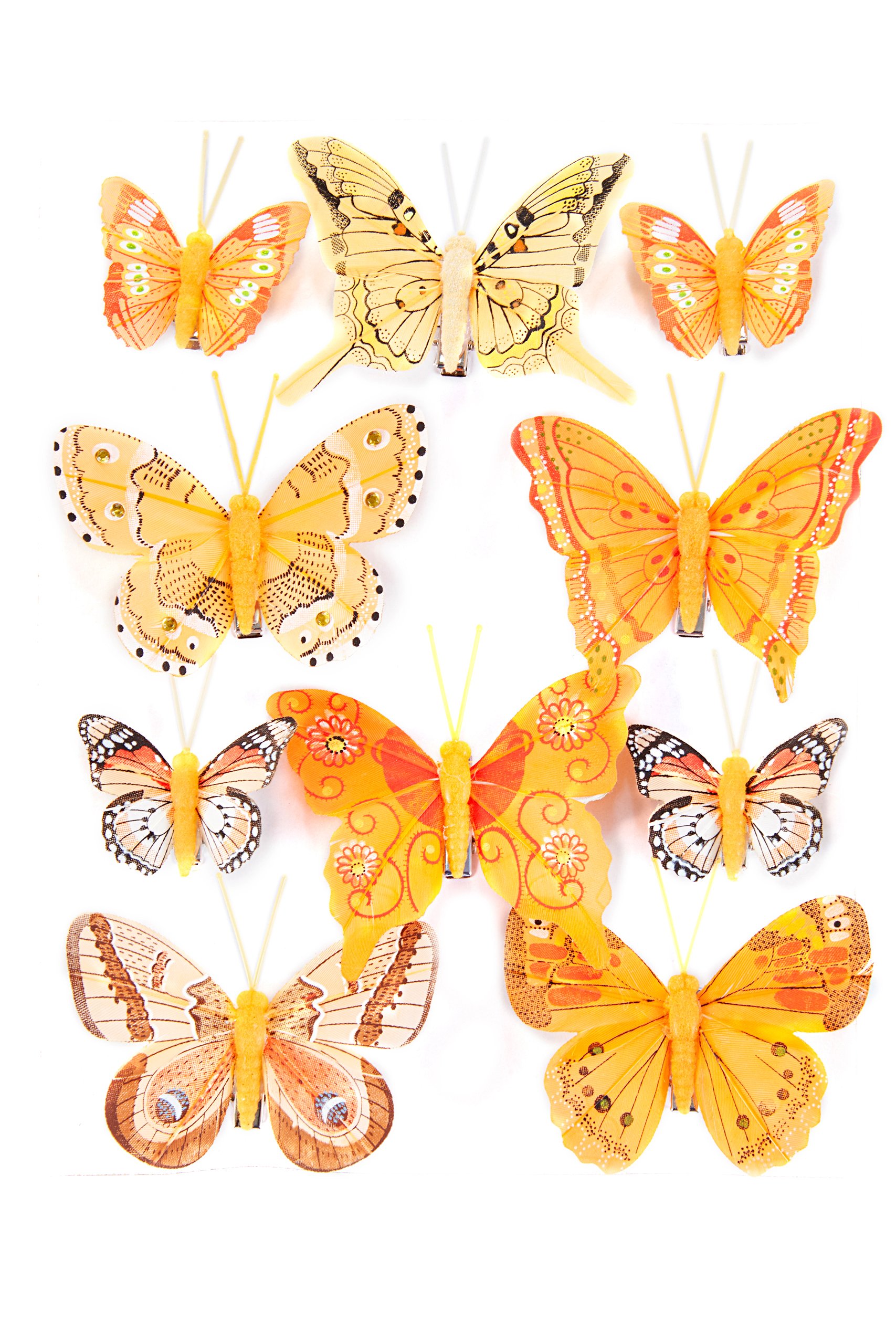 Heitmann Deco Butterflies with Clip - Decoration 3D, Spring, Easter - Various Sizes - 10-Piece Decoration Set, Orange, 28 x 18.5 x 3.5 cm