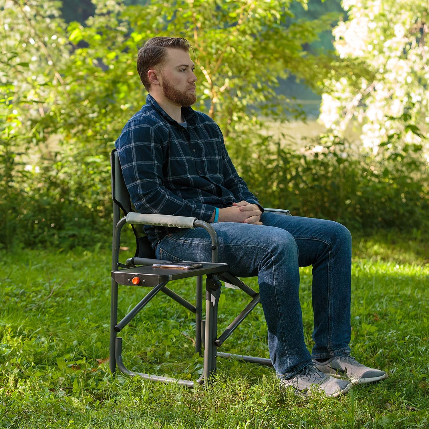 Portal Max Comfort Tablet Table Director's Chair, 17.9”W x 14.6”D x 18.1”/ 34.3”H, Grey: Sports & Outdoors