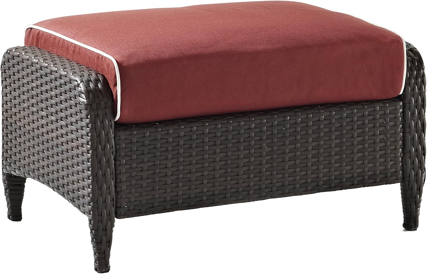 Amazon Com Crosley Furniture Kiawah Outdoor Wicker Ottoman With Sangria Cushions Brown Garden Outdoor