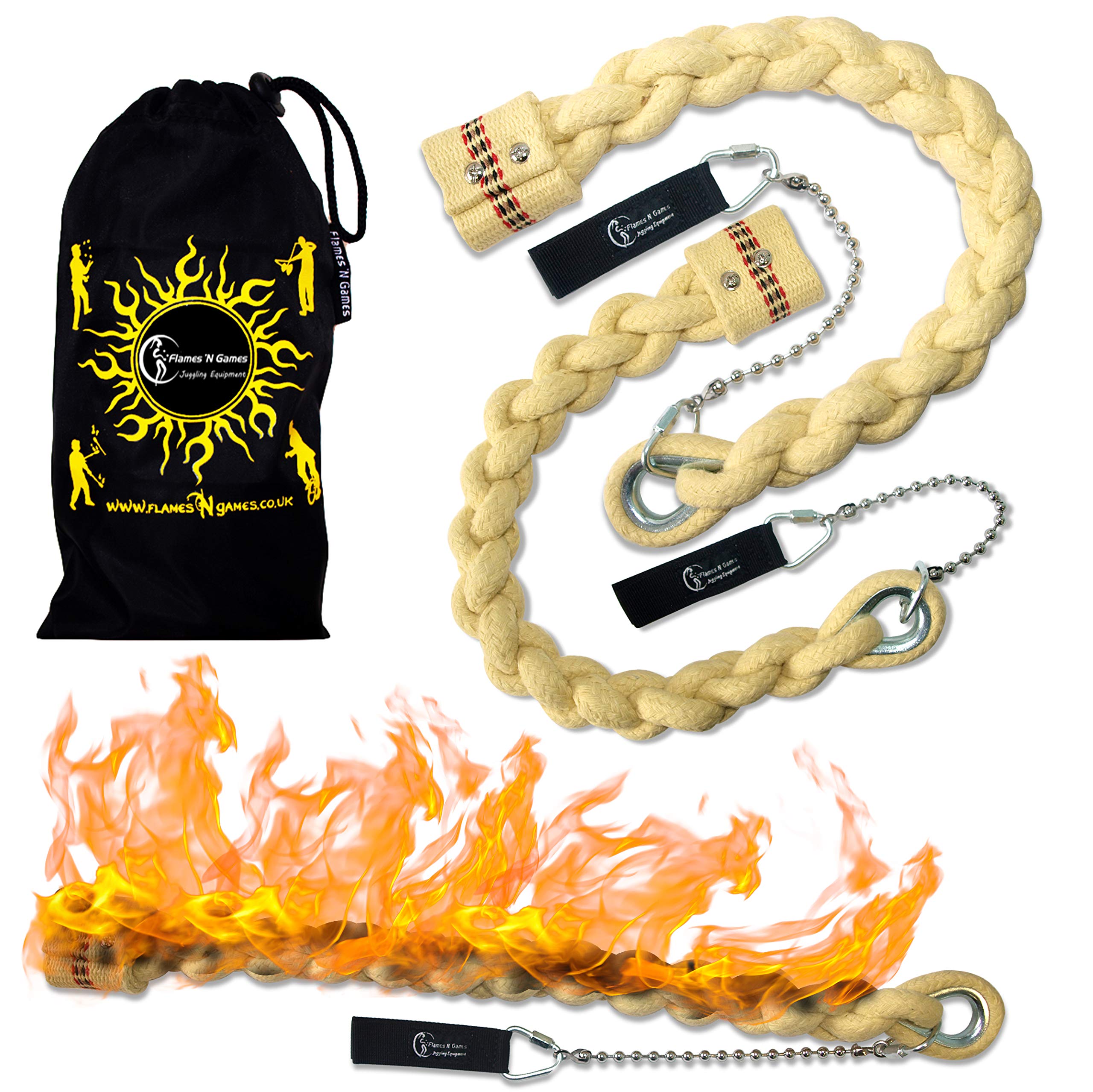 Flames N Games Plaited Snake Fire Poi 'Python' set + Travel Bag (Python)