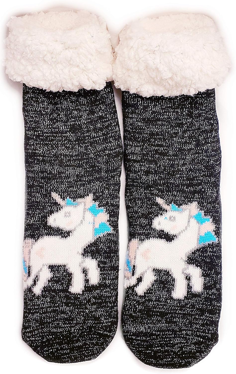 Title Deluxe Sherpa Fleece Lined Knit NonSlip Unicorn Glitter Winter