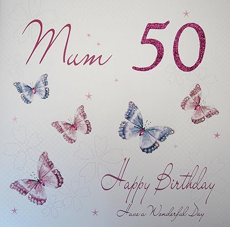 White Cotton Cards Large Xlwbm50 Papillons Inscription 50 Ans Joyeux Anniversaire Carte D Anniversaire Faite A La Main Amazon Fr Cuisine Maison