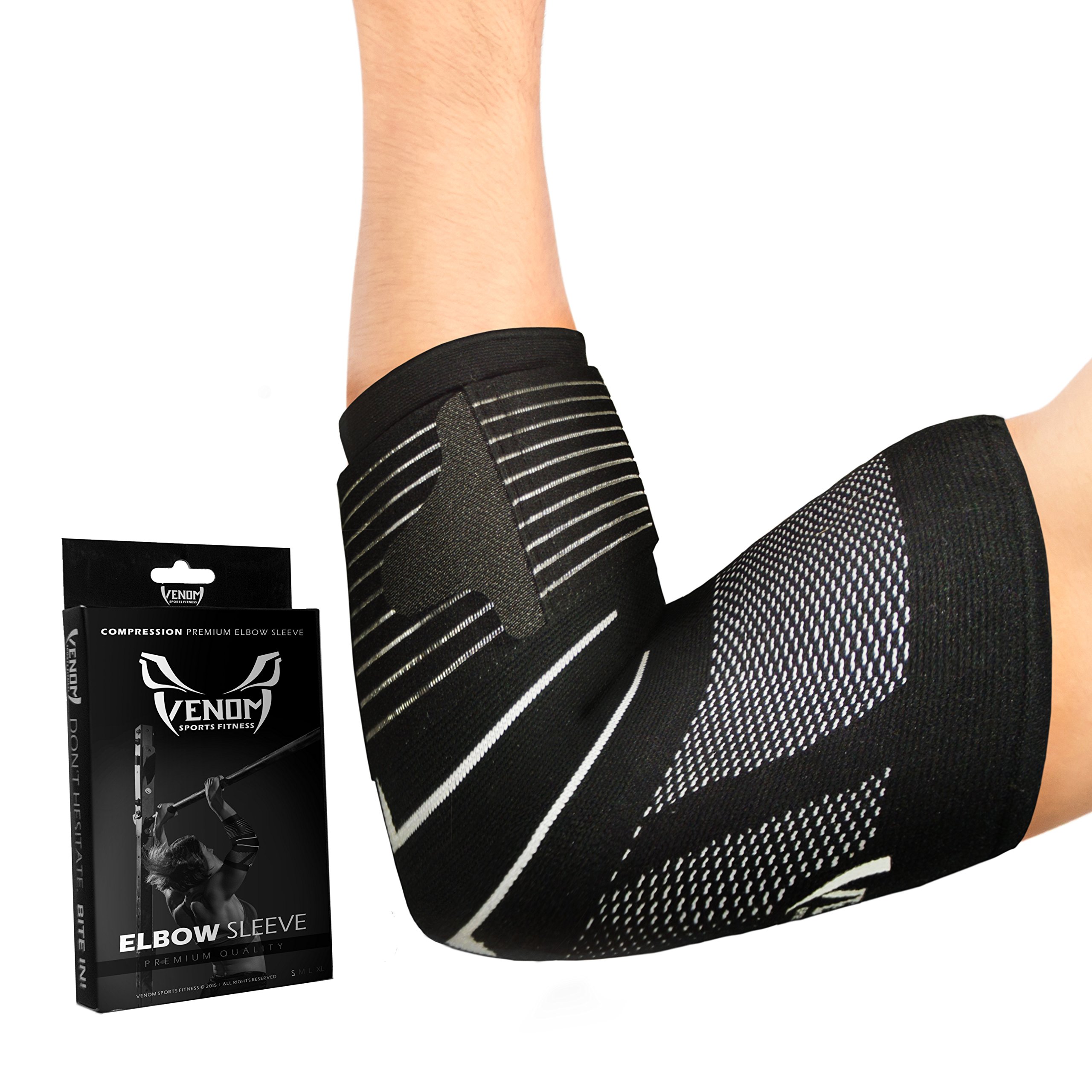 Buy Venom Strapped Elbow Brace Compression Sleeve Elastic Support