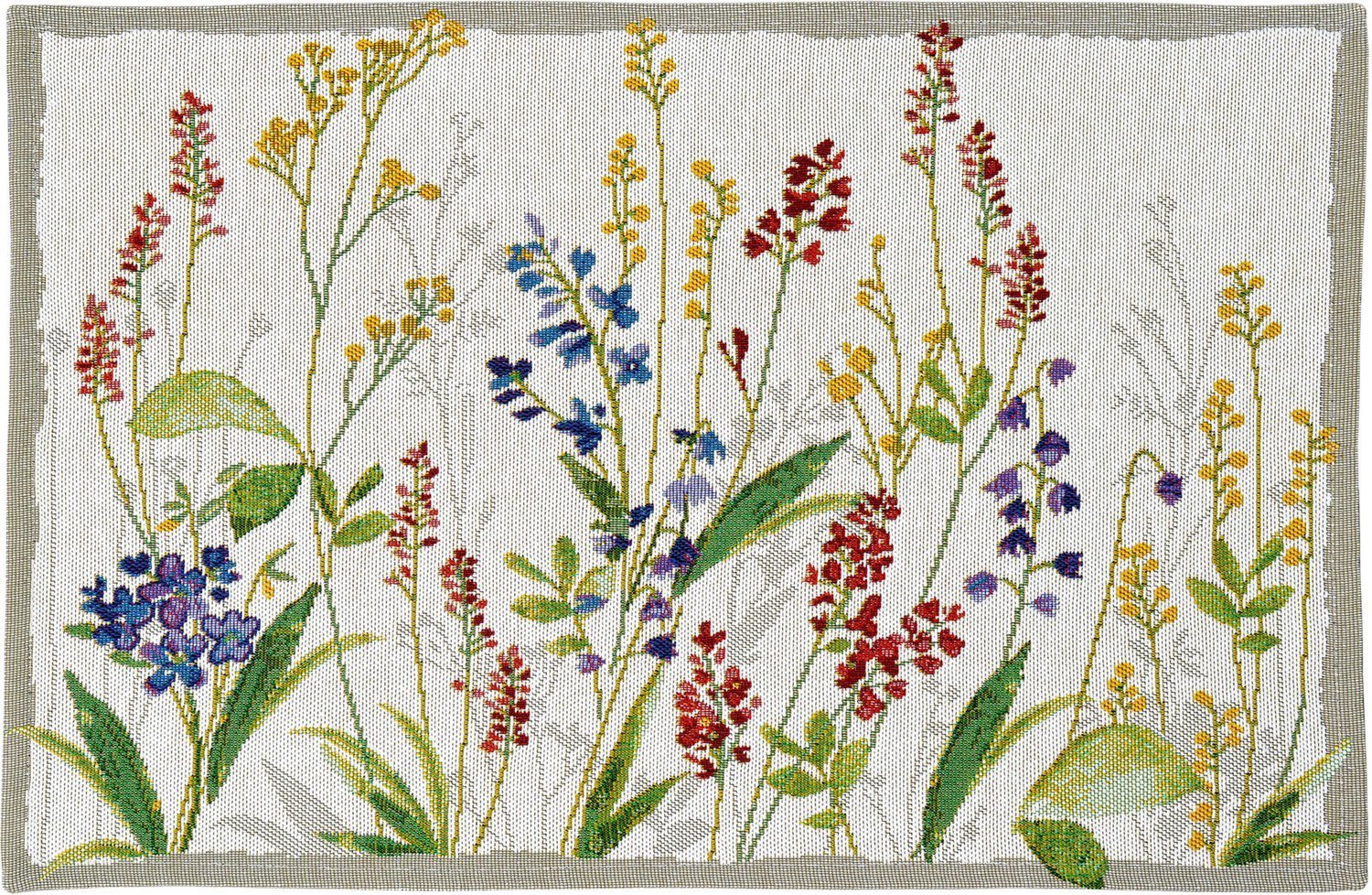 Sander Placemat, 4 Pieces, 48 cm, Flower Meadow, Rectangular, 32 x 48 cm, 70% Cotton, 30% Polyester, Machine Wash, Multicolor