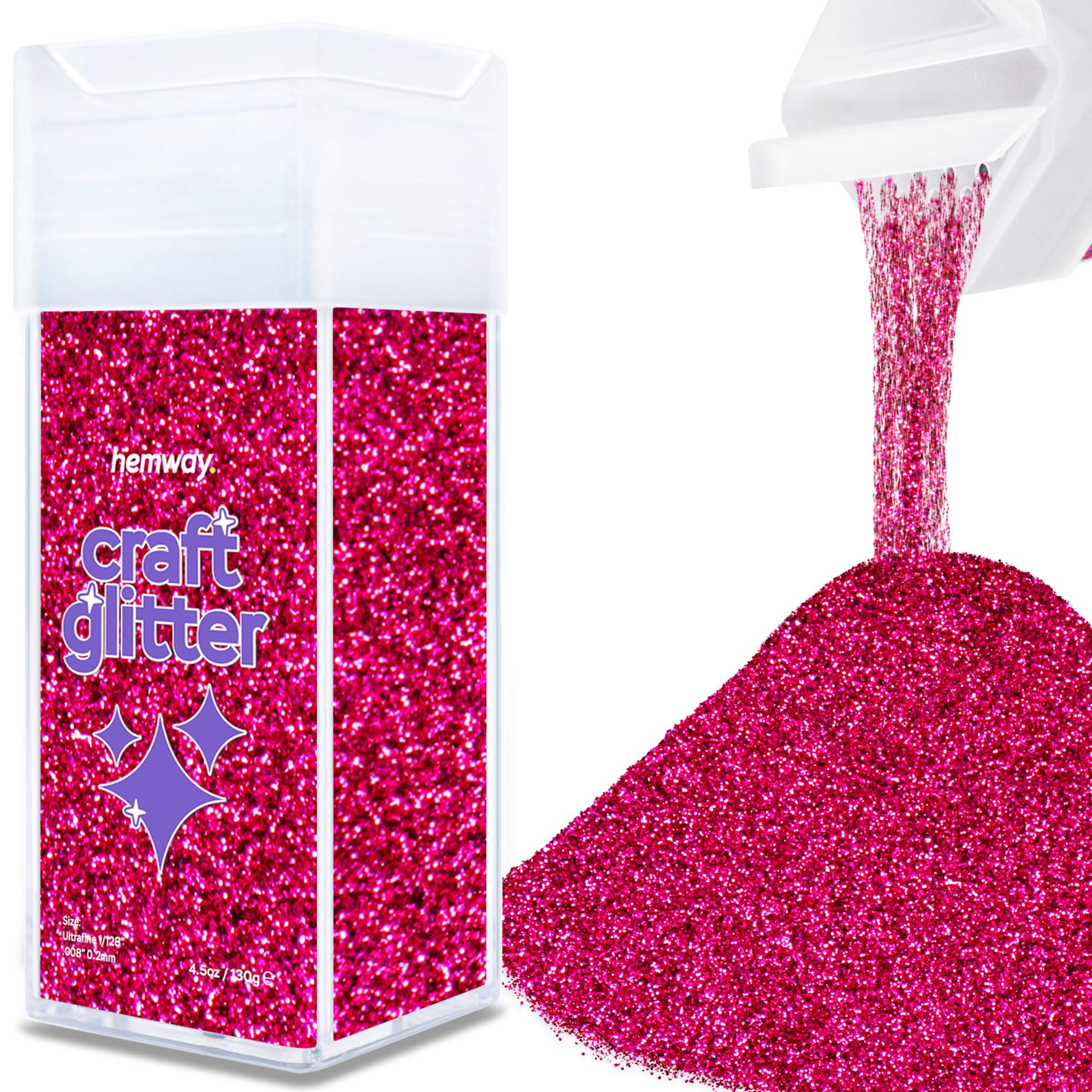 Hemway Glitter Shaker Dark Rose Pink 110g Ultrafine, Craft Glitter Shaker for Resin & Epoxy Crafts, Christmas Art Supplies, Nail, Body, Face, Eye, Festival, Crafting, Slime, Sparkle