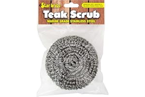 STAR BRITE Marine-Grade Stainless Steel Scrub Scouring Pad Scrubber - Refinish Wood Furniture & Boat Teak