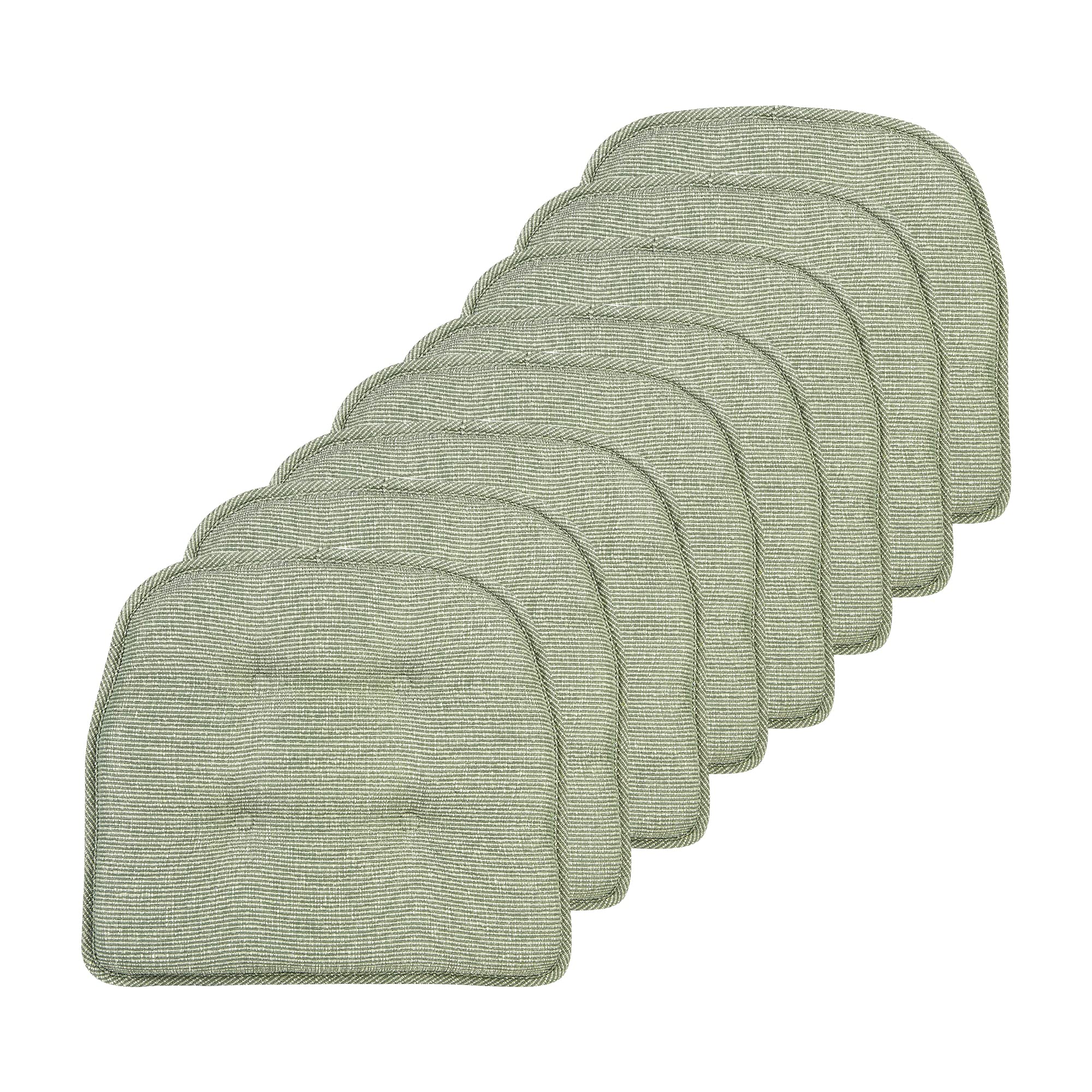 Photo 1 of Klear Vu Omega Non-Slip Chair Cushions, Assembled in USA, U-Shaped Skid-Proof Seat Pads for Dining Room, Kitchen, Office, 15"x16", 8 Pack, Slub Cedalon 8 Count