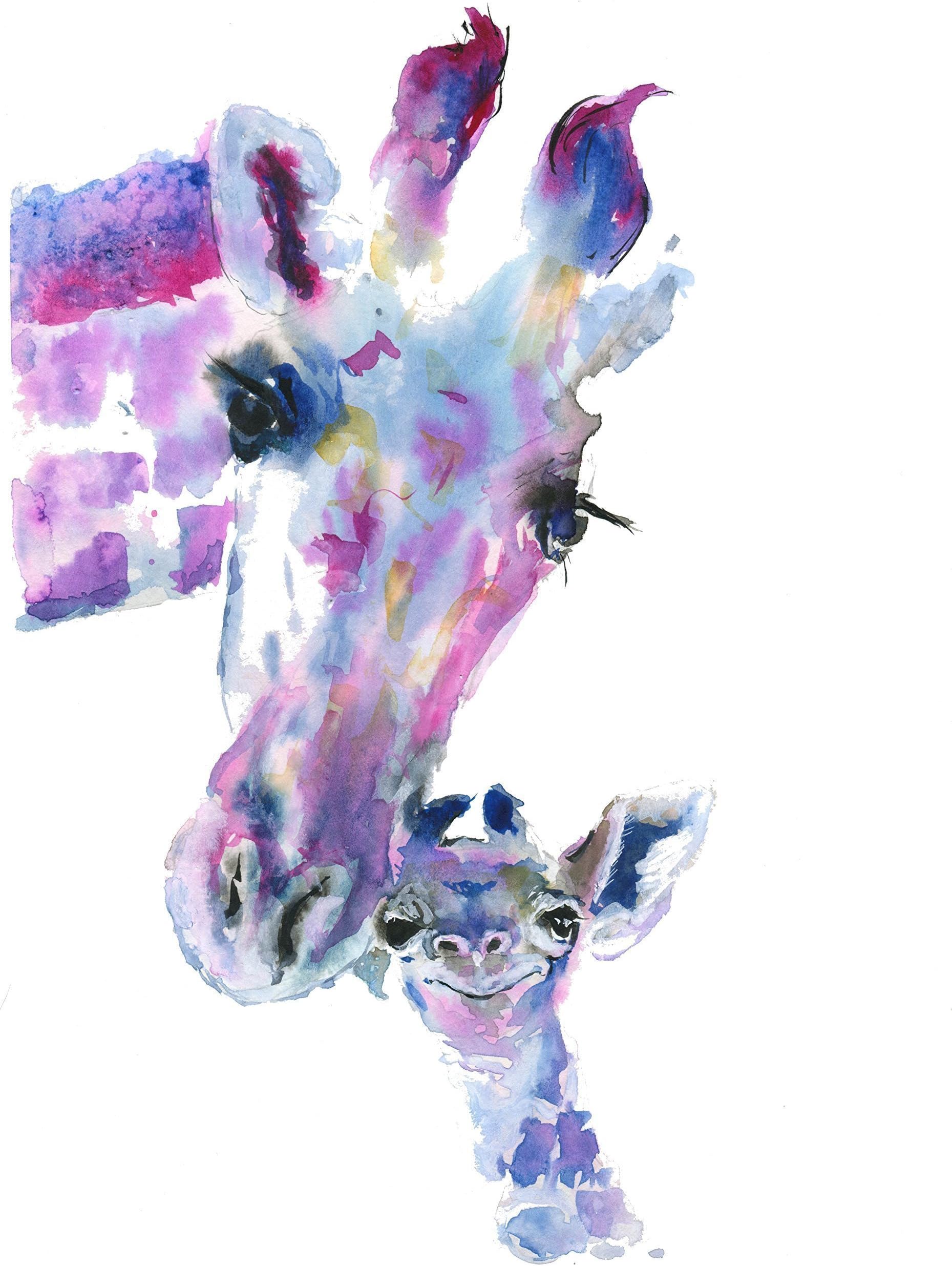 Giraffe Wall Print, Watercolour Art Print for Nursery, Painting for Bedroom Living Room A4