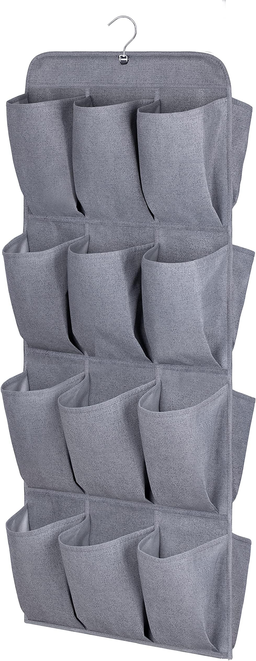 SLEEPING LAMB Dual Sided Hanging Shoe Organizer Holder 24 Large Pockets Shoe Hanger Organizer for Closet Storage with Rotating Hook, Grey