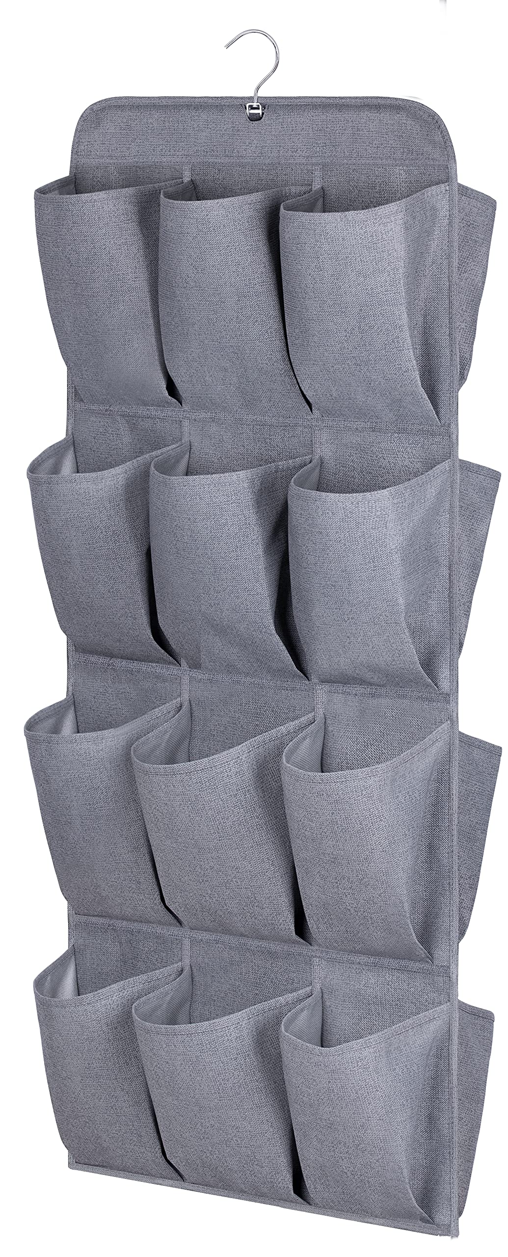 SLEEPING LAMB Dual Sided Hanging Shoe Organizer Holder 24 Large Pockets Shoe Hanger Organizer for Closet Storage with Rotating Hook, Grey