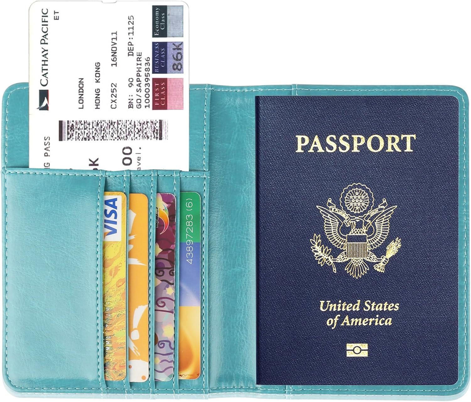  | GDTK Leather Passport Holder Cover Case RFID Blocking Travel Wallet (Sky Blue) | Passport Covers