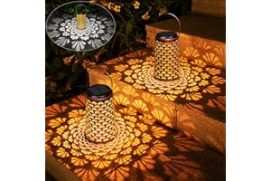 JSOT Solar Lanterns Outdoor Waterproof, 2 Pack Hanging Yard Decor Outdoor Lights for Metal Backyard Porch Patio Table Balcony Lawn Pathway Tree 2 Modes Warm/Cool White
