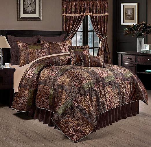 Amazon Com Chezmoi Collection Amelia 9 Piece Floral Jacquard