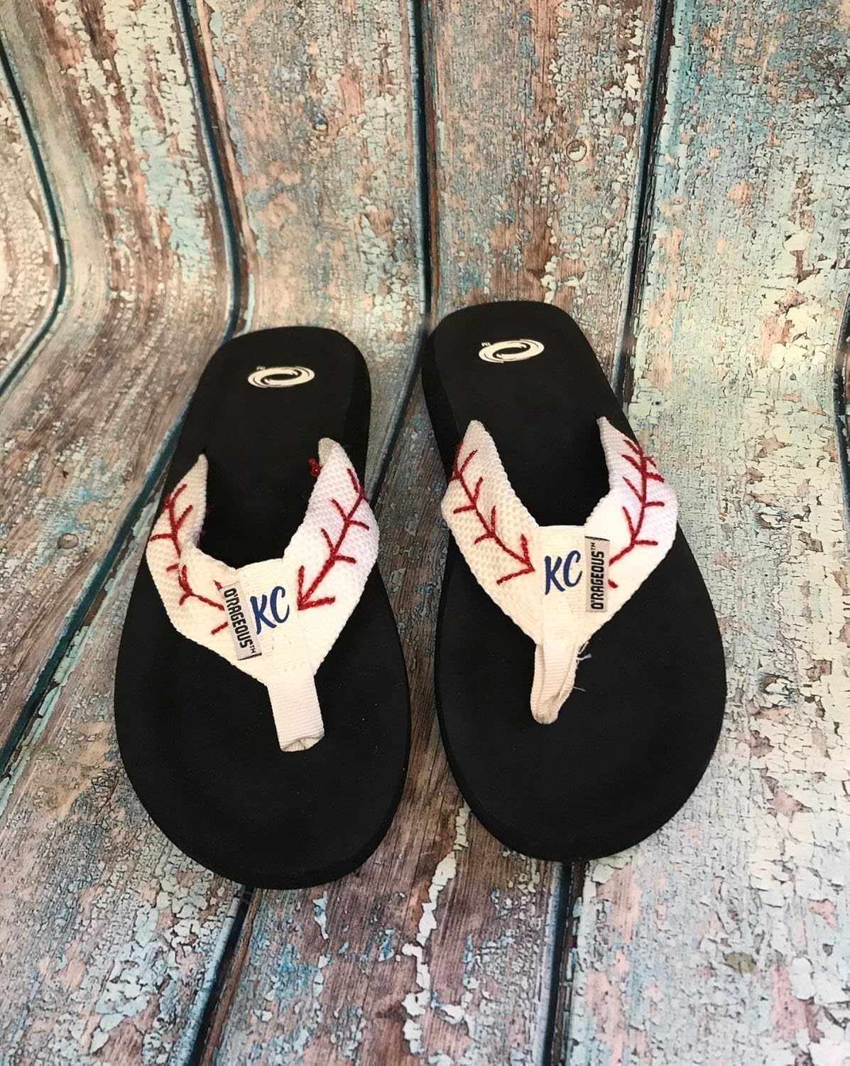 personalized baseball flip flops