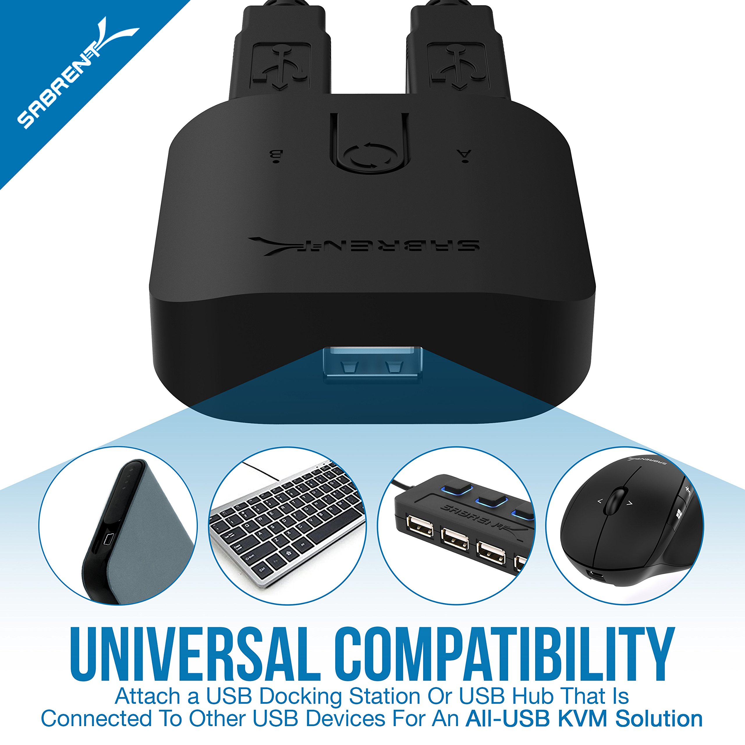 SABRENT USB 2.0 Sharing Switch for Multiple Computers and Peripherals LED Device Indicators (USB-SW20)