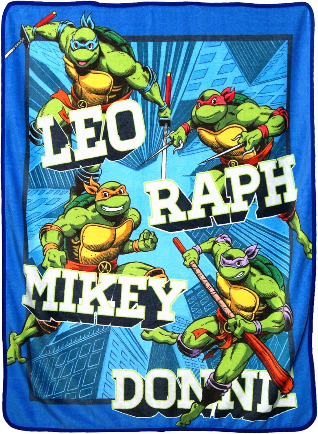 Nickelodeon's Teenage Mutant Ninja Turtles, "Flash Fire Blue" Micro Raschel Throw Blanket, 46" x 60", Multi Color