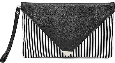black and white striped clutch