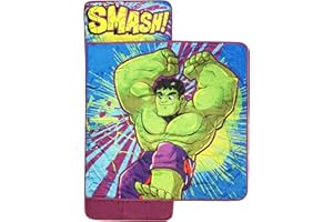 Jay Franco Marvel Super Hero Adventures Hulk Smash Nap Mat - Built-in Pillow and Blanket - Super Soft Microfiber Kids'/Toddler/Children's Bedding, Ages 3-5
