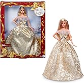 Barbie Signature Doll, 2025 Holiday Barbie Blonde Fashion Doll Wearing Silver & Gold Gown, Seasonal Collector in Displayable 