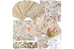 GNILLKO 300PCS Vintage Scrapbooking Supplies Scrapbook Paper Journaling Kit Aesthetic Decorative Craft DIY Stickers Kits for Bullet Journaling, Junk Journal, Retro Crafts(Vintage)