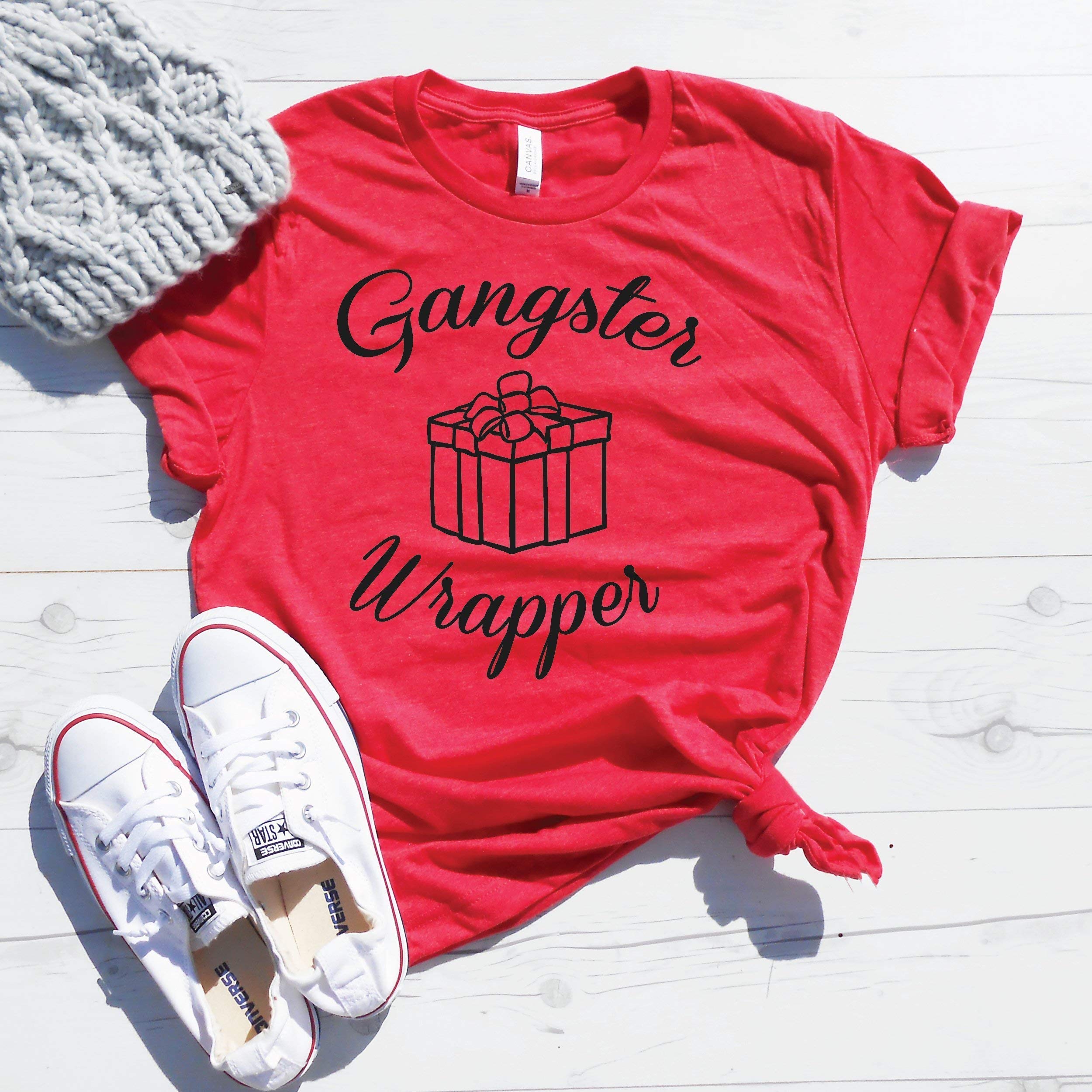 Gangster Wrapper Shirt, Funny Christmas Tee, Christmas Party Out, Cute Christmas T-shirt, 