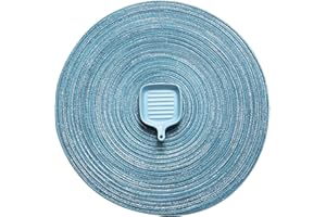AHHFSMEI Round Braided Placemats Set of 8 Round Table Mats for Dining Tables Natural Woven Heat Resistant Place mats 15 Inch(blue Silver 8)