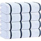 White Classic Cotton Pool Towels Oversized 30 x 60 Inches, Ultra Absorbent and Low Lint Striped Beach Towels for Adults, Stri