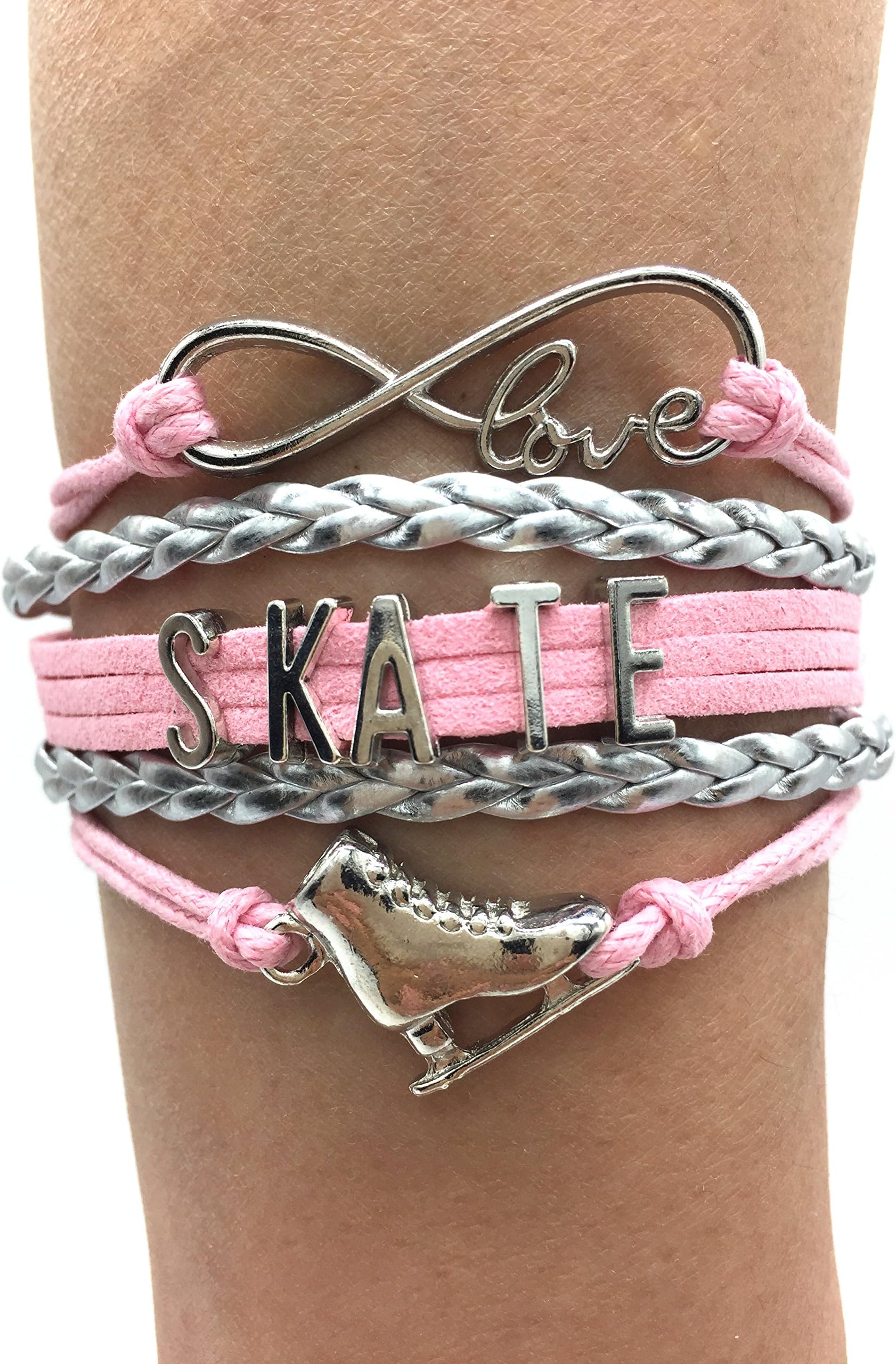 TimeLogo Figure Skating Bracelet Figure Skating Jewelry Ice Skating Jewelry Ice Skate Charm Bracelet Perfect Figure Skating Gifts Birthday Infinity