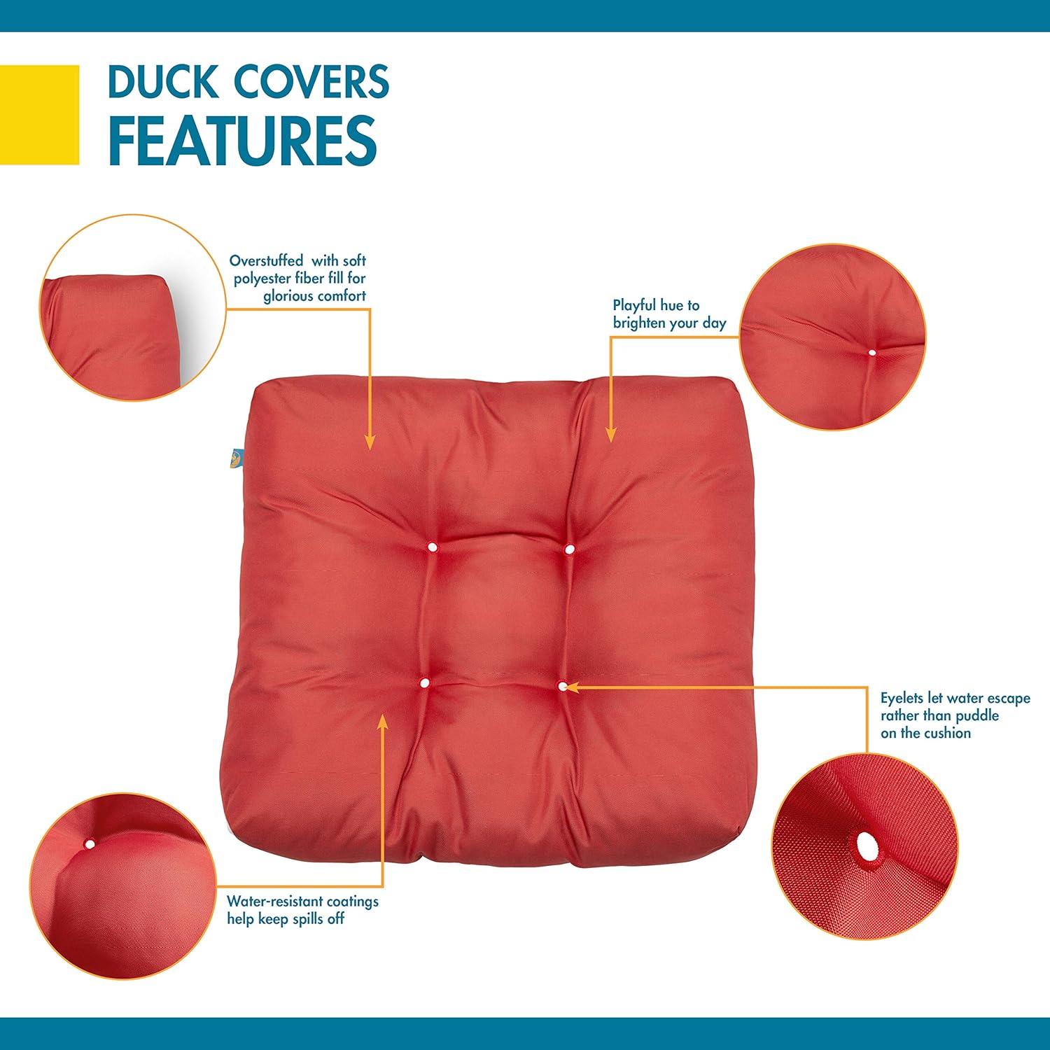 Duck Covers Water-Resistant 19 x 19 x 5 Inch Indoor Outdoor Seat Cushions, Tang Thang, 2-Pack : Garden & Outdoor