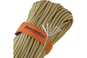 TITAN PARACORD 620 LB SurvivorCord Hank, Paracord 550 Type III, Military Grade, Heavy Duty Paracord with 3 Survival Strands, Cordage for Camping, with Survival Firestarter.