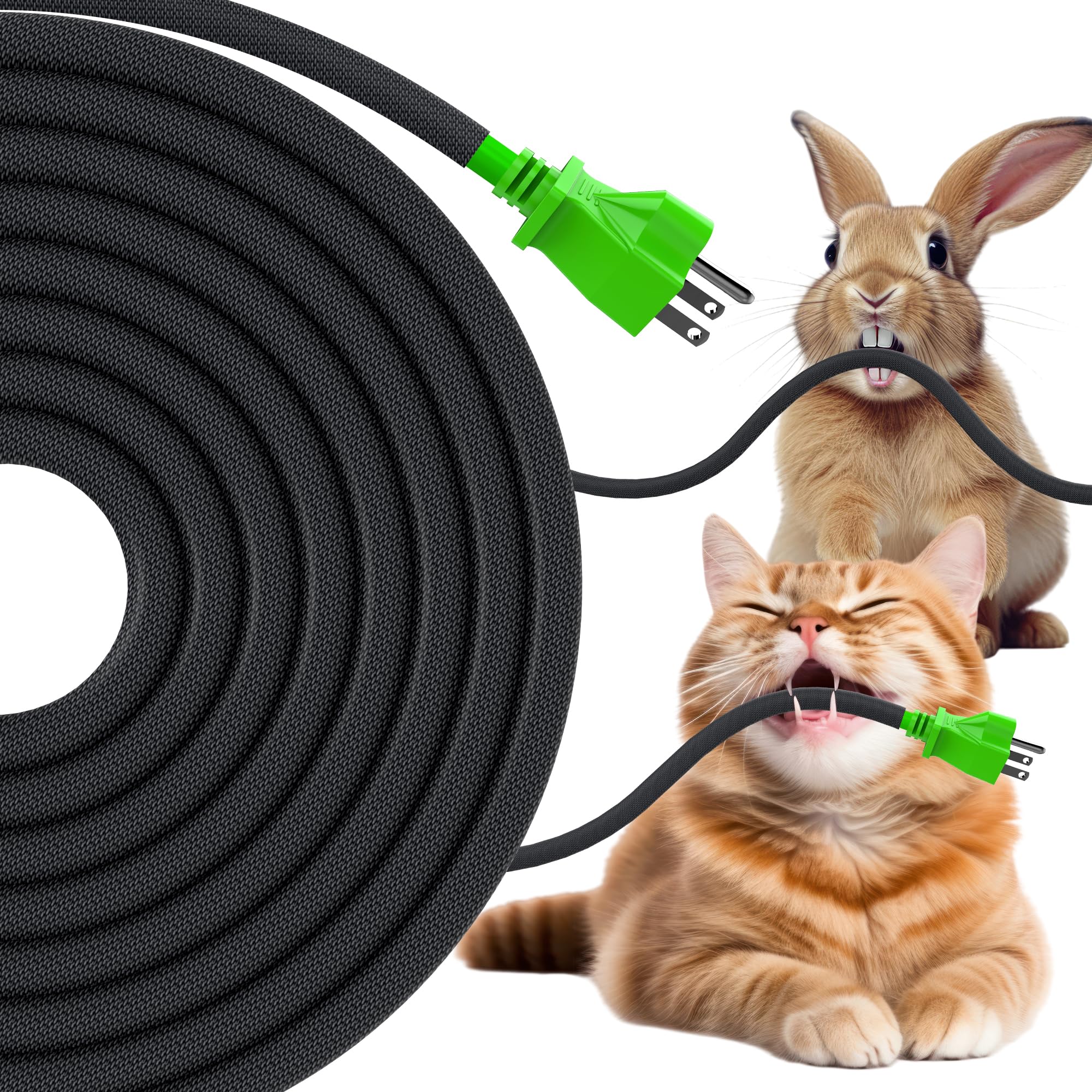 REFLYING 3 Meters-8mm Self Wrap Cable Sleeve, Dogs Cats Cord Protector, Hiding 1 Wire, Cable Tidy Solution Prevent Pets from Chewing Cable Wires, Expandable Braided Sleeve, Black